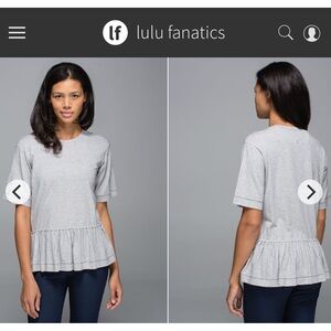 Lululemon Flouncey Tee Sz 6 Mini Stripe Heathered Medium Grey Angel Wing 632